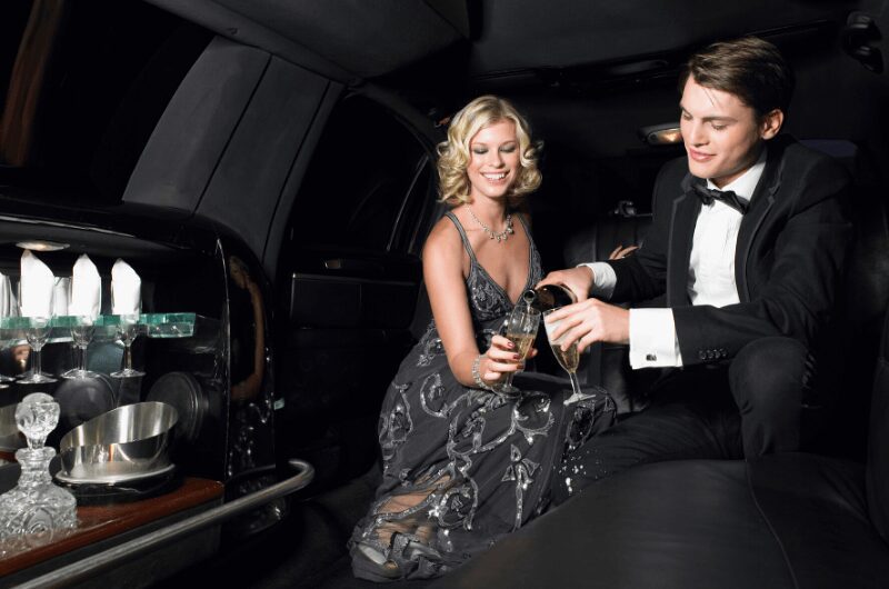 Elegant evening in luxury car