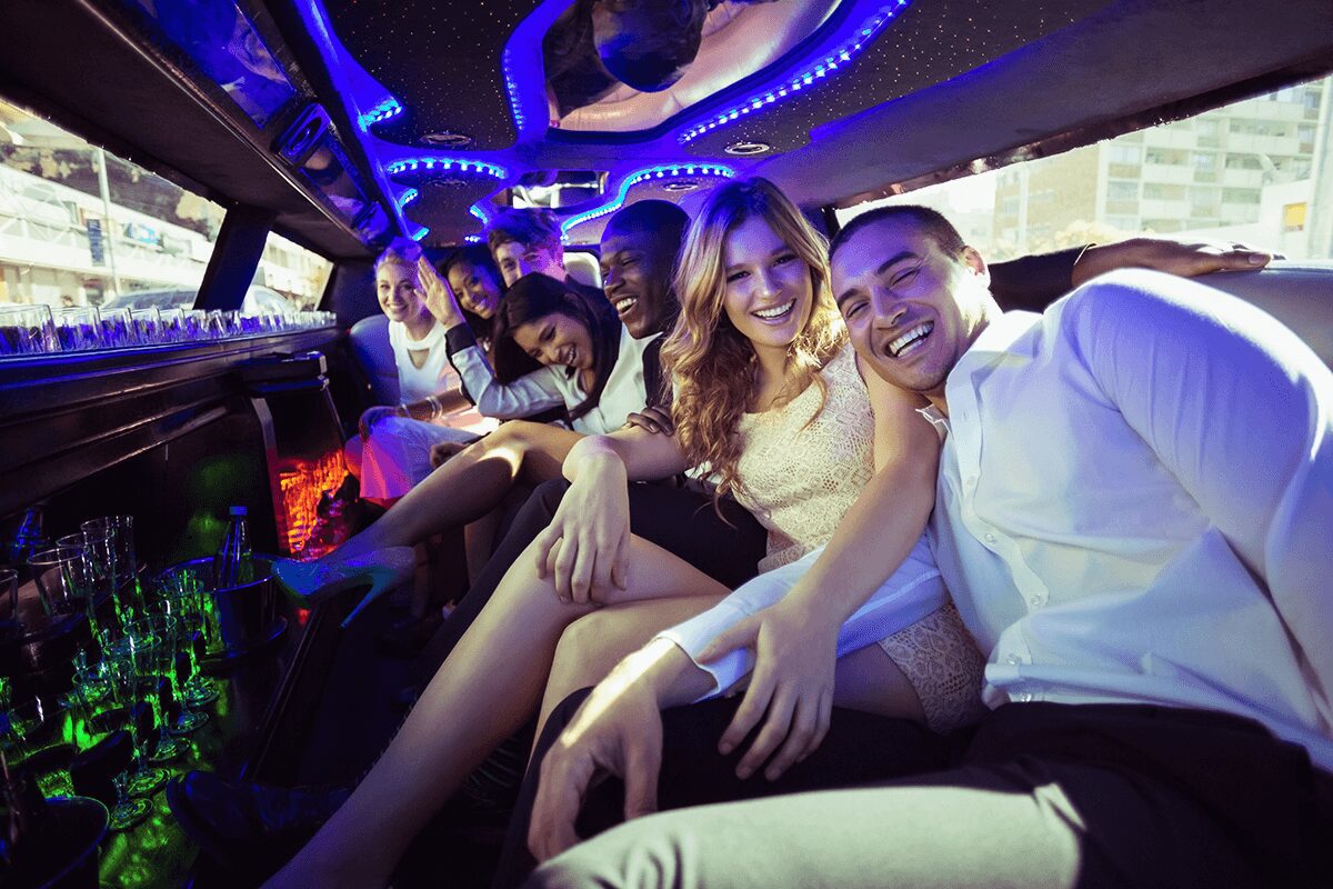 Party inside a stretch limousine