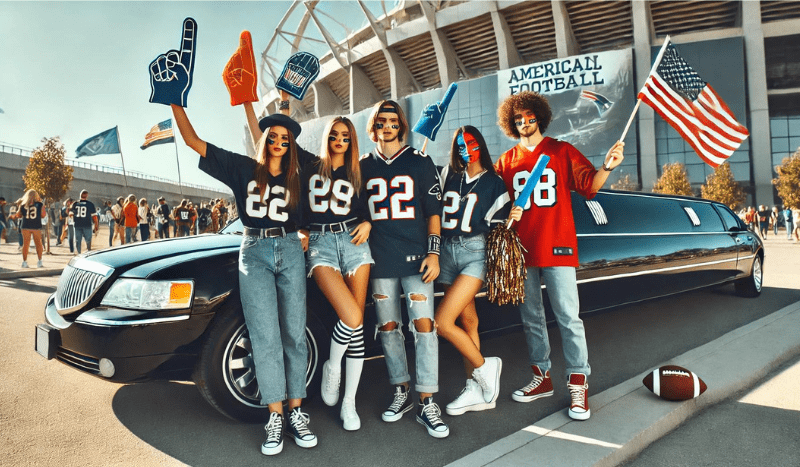 Fans in jerseys and foam fingers