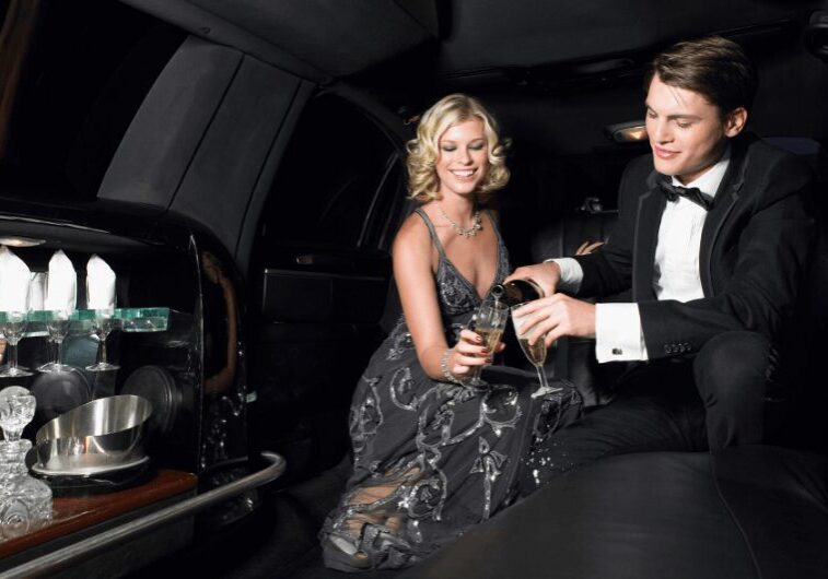 Elegant evening in luxury car