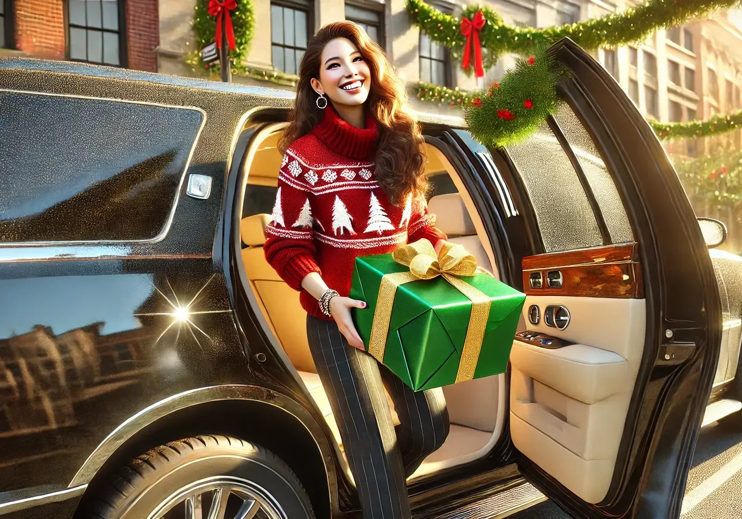 Holiday cheer and gift by vehicle