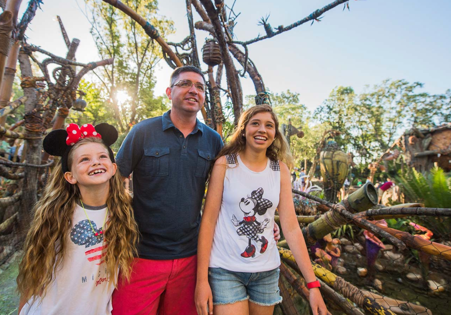 Happy family exploring outdoor attraction