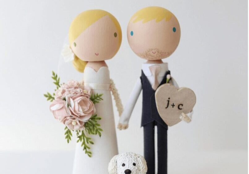 Wedding cake toppers with dog