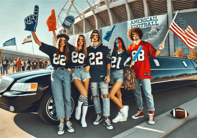 Fans in jerseys and foam fingers