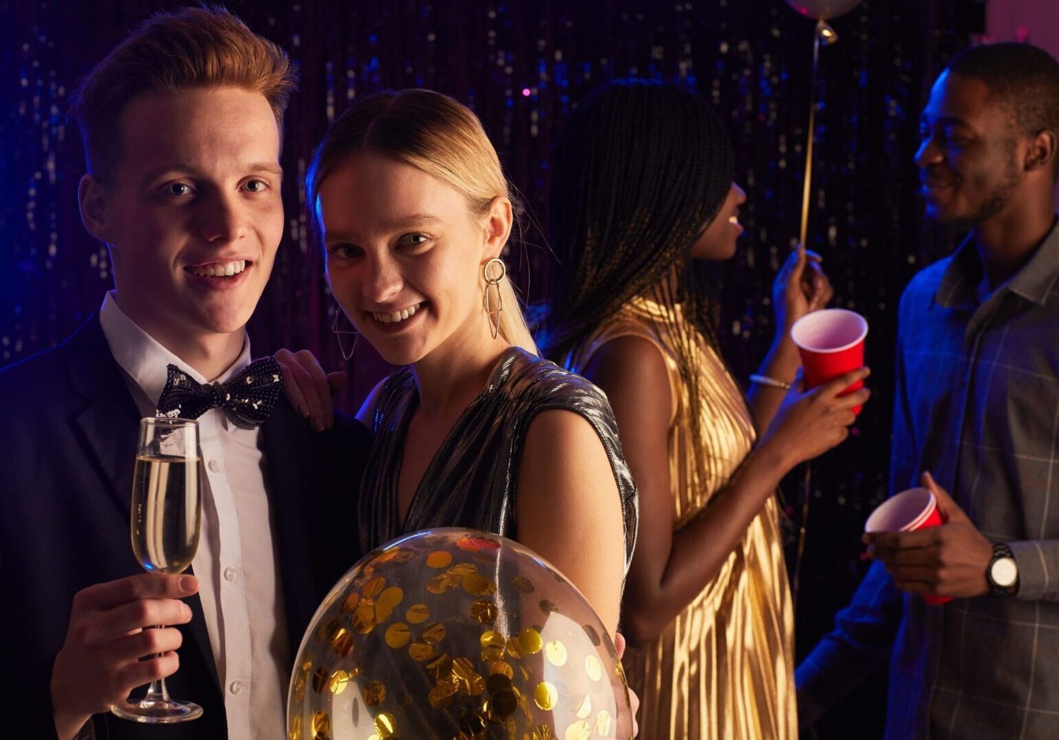 Group enjoying festive evening